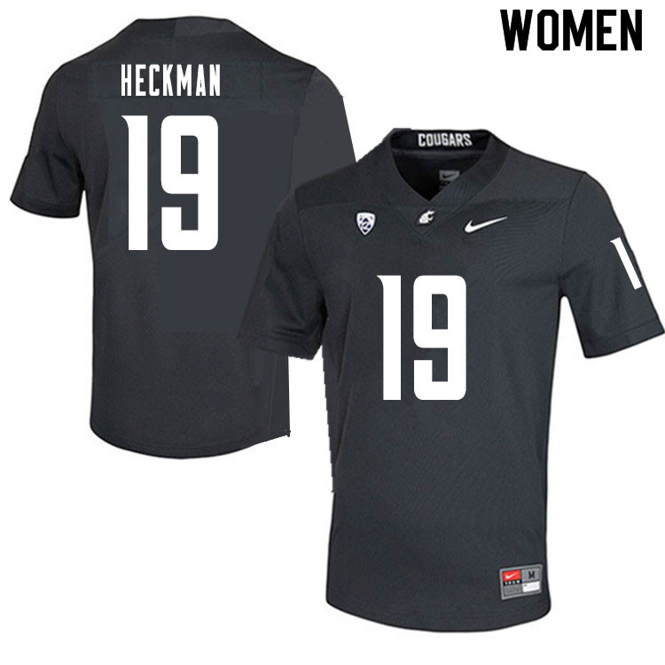 Women #19 Will Heckman Washington State Cougars College Football Jerseys Sale-Charcoal